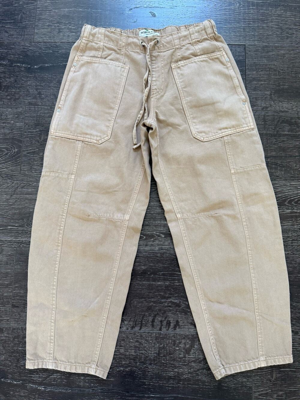 Scotch & Soda Women Beige Wide Leg Pockets Elastic Waist Pants S